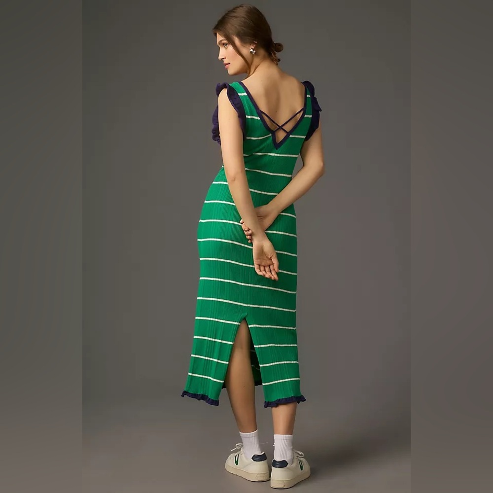 Daily Practice by Anthropologie Striped Knitted Midi Dress Size Small - Picture 3 of 9
